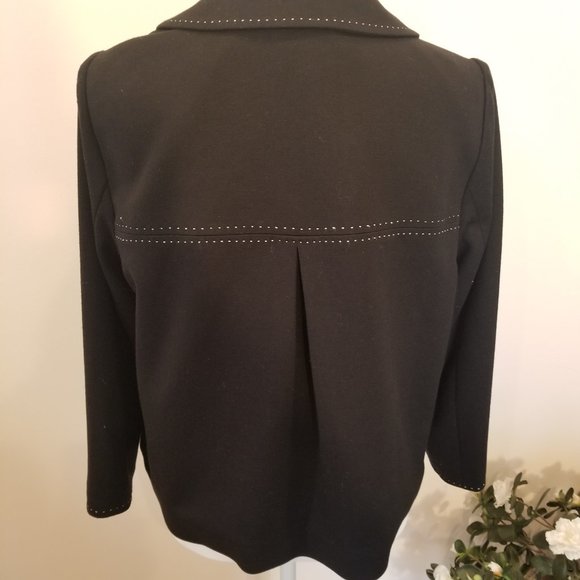 WILLI SMITH BLACK CROPPED JACKET WITH WHITE TOP STITCHING SIZE L - Picture 3 of 5